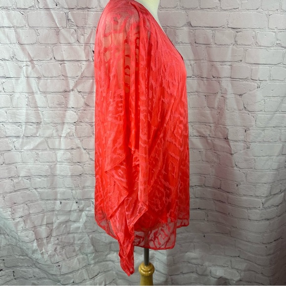 Chicos Coral v-neck poncho blouse with matching tank sz L/XL burnout design - Picture 2 of 10